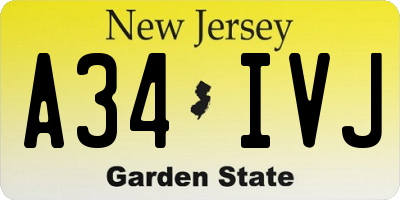 NJ license plate A34IVJ