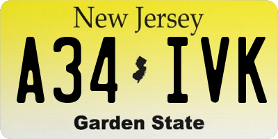 NJ license plate A34IVK