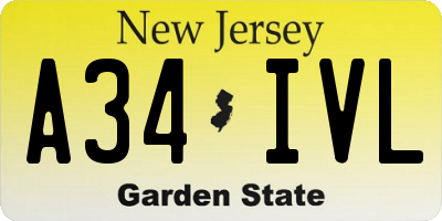 NJ license plate A34IVL