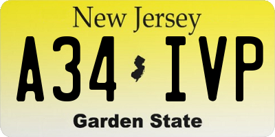 NJ license plate A34IVP