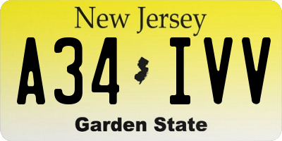 NJ license plate A34IVV