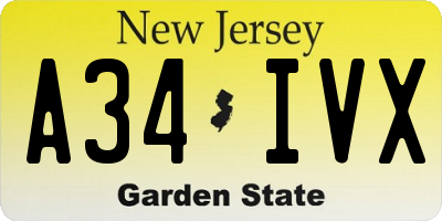 NJ license plate A34IVX