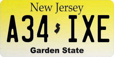 NJ license plate A34IXE