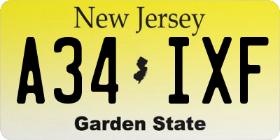 NJ license plate A34IXF