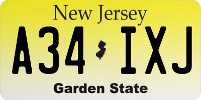 NJ license plate A34IXJ
