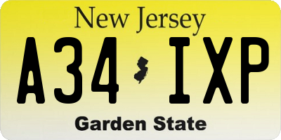 NJ license plate A34IXP