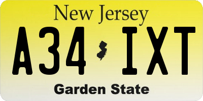 NJ license plate A34IXT