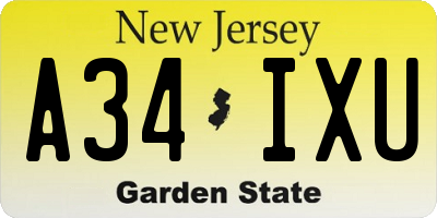NJ license plate A34IXU