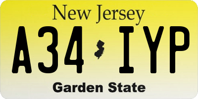 NJ license plate A34IYP