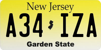 NJ license plate A34IZA
