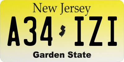 NJ license plate A34IZI