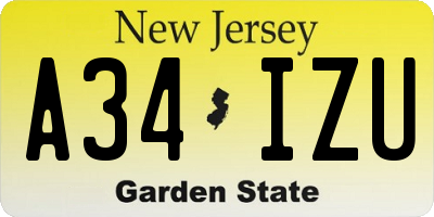 NJ license plate A34IZU