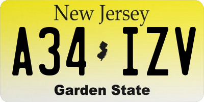 NJ license plate A34IZV