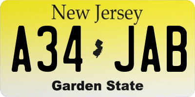 NJ license plate A34JAB