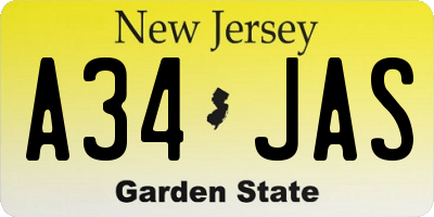 NJ license plate A34JAS