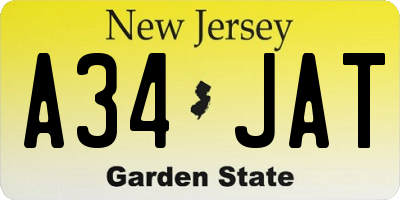 NJ license plate A34JAT