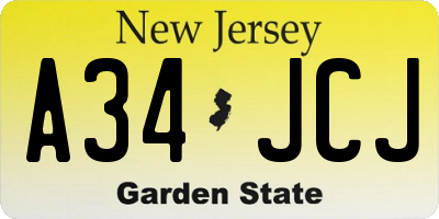 NJ license plate A34JCJ