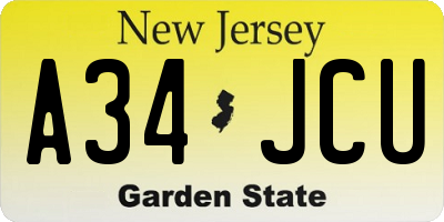 NJ license plate A34JCU
