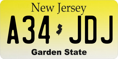 NJ license plate A34JDJ