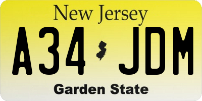 NJ license plate A34JDM
