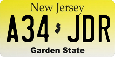 NJ license plate A34JDR