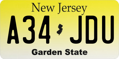 NJ license plate A34JDU