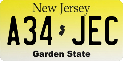 NJ license plate A34JEC