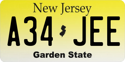 NJ license plate A34JEE