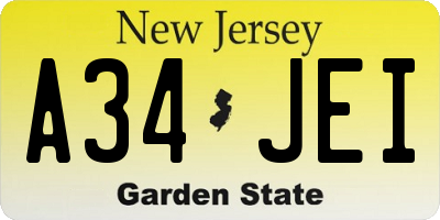 NJ license plate A34JEI
