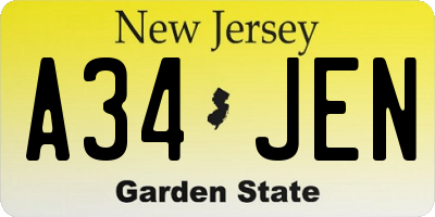 NJ license plate A34JEN