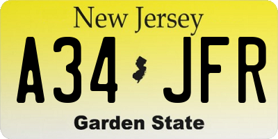 NJ license plate A34JFR