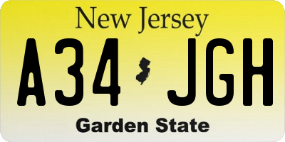 NJ license plate A34JGH