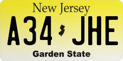 NJ license plate A34JHE