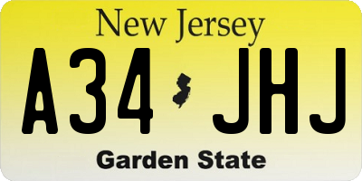 NJ license plate A34JHJ