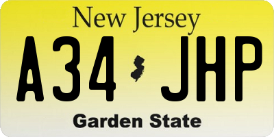 NJ license plate A34JHP