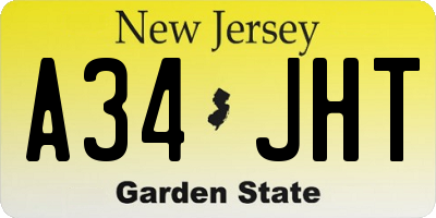 NJ license plate A34JHT