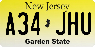 NJ license plate A34JHU