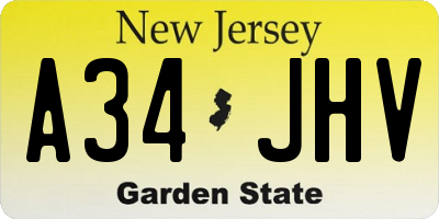NJ license plate A34JHV