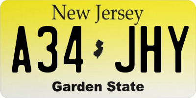 NJ license plate A34JHY
