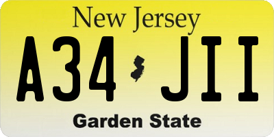 NJ license plate A34JII