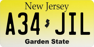 NJ license plate A34JIL