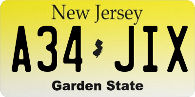 NJ license plate A34JIX