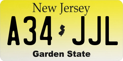 NJ license plate A34JJL