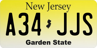 NJ license plate A34JJS