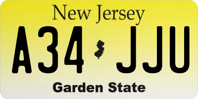 NJ license plate A34JJU