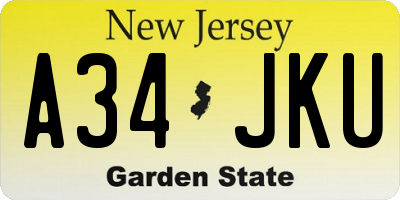 NJ license plate A34JKU