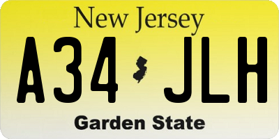 NJ license plate A34JLH