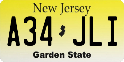 NJ license plate A34JLI
