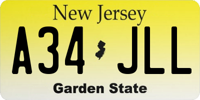 NJ license plate A34JLL