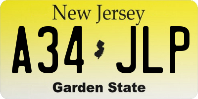 NJ license plate A34JLP